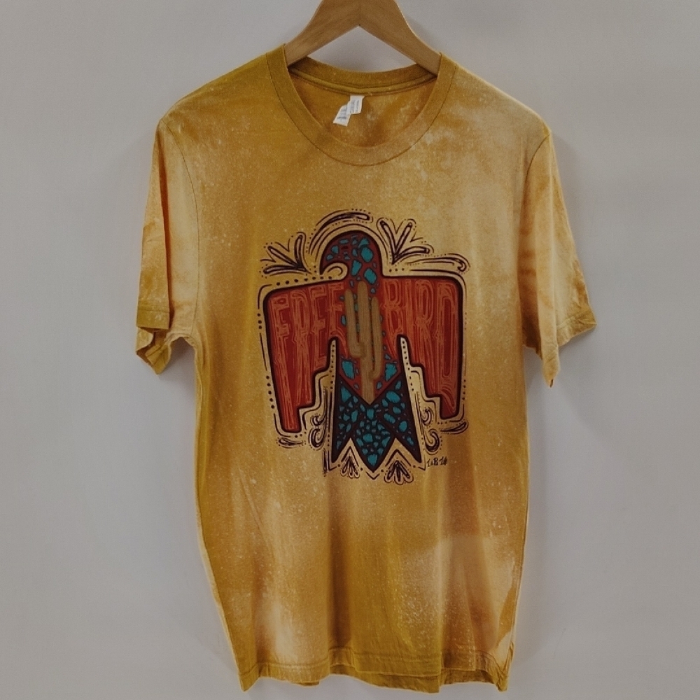 L&B Life On Bella Canvas FREEBIRD Cactus Graphic Tee Size Large Yellow Gold